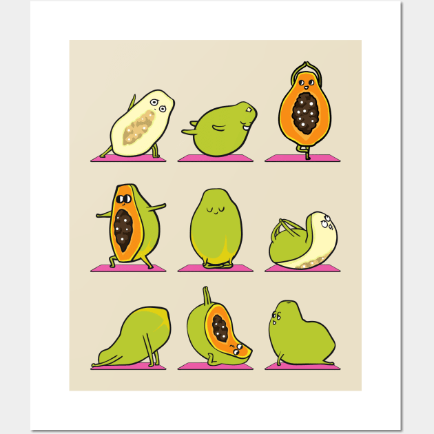 Papaya Yoga Wall Art by huebucket